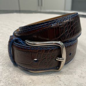 Beautiful Lejon Men Embossed Alligator Print Calfskin Belt
